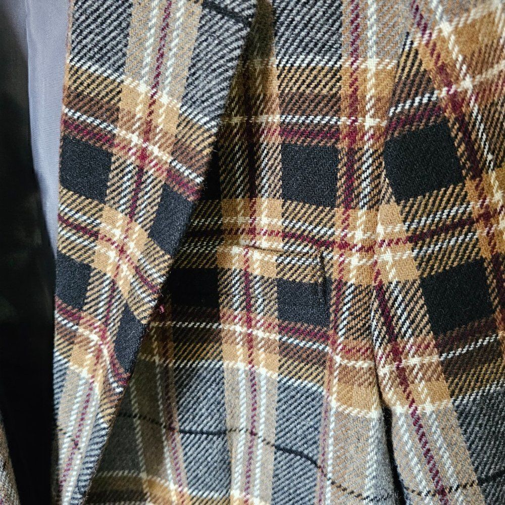 EUC VINTAGE WHITE STAG PLAID WOOL BLEND BLAZER JACKET SIZE 10 / M - Picture 11 of 15